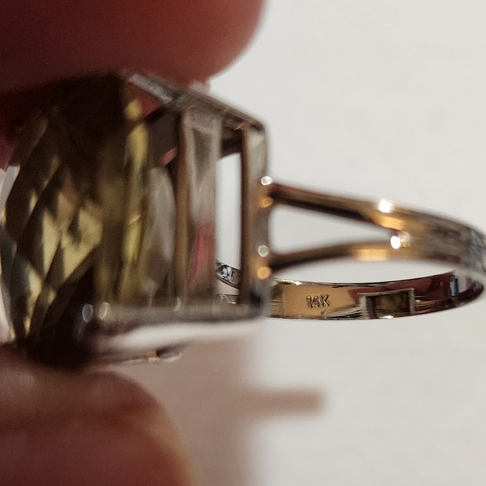 Lemon Quartz 14k White Gold Ring size 7-1/2 - Picture 8 of 8